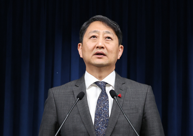 산업통상자원부 장관 후보자로 지명된 안덕근 통상교섭본부장이 17일 오후 서울 용산 대통령실 청사에서 소감을 밝히고 있다. 연합뉴스