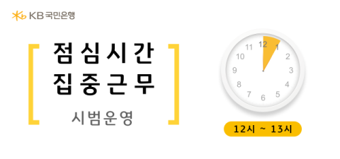 KB국민은행, 직장인 고객 위해 ‘점심시간 집중근무’ 시범 운영 