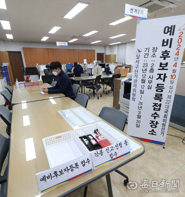 제22대 국회의원 선거 예비후보 등록. 매일신문 DB