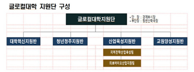 부산시 글로컬대학 지원단 구성도. [사진=부산시]