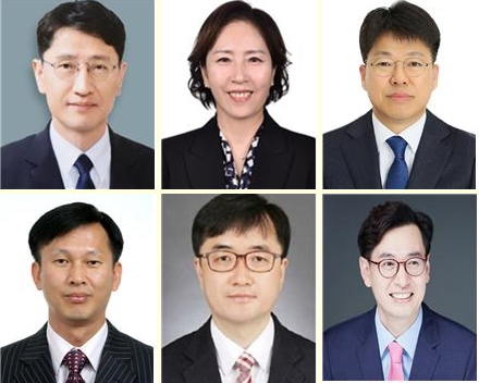 윤석열 대통령은 27일 기획재정부 2차관, 여성가족부 차관 등 차관 인사를 단행했다고 대통령실이 밝혔다. 윗줄 왼쪽부터 기획재정부 2차관에 김윤상, 여성가족부 차관에 신영숙, 국토교통부 1차관에 진현환. 아랫줄 왼쪽부터 해양수산부 차관에 송명달, 조달청장에 임기근, 국무총리 비서실장에 손영택. 연합뉴스