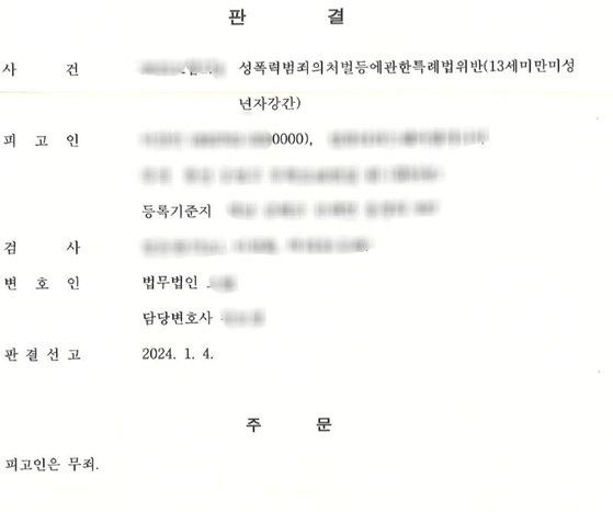 A씨가 공개한 판결문 일부. 온라인 커뮤니티 캡처