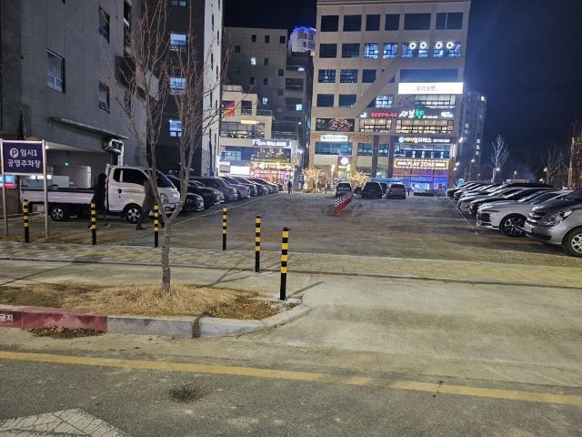 경북도청 신도시 중심상가에 조성된 임시1 공영주차장. 예천군 제공