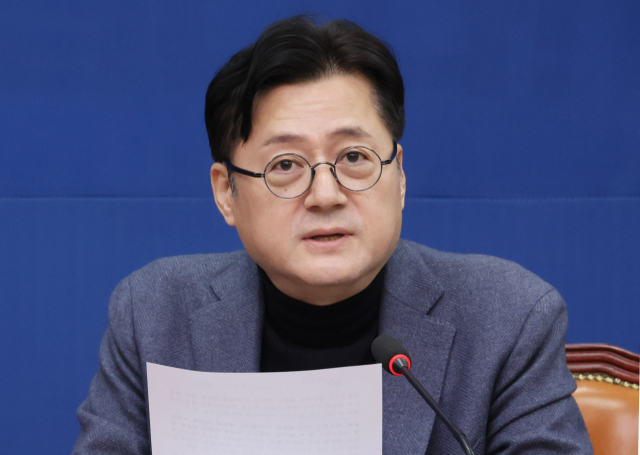 더불어민주당 홍익표 원내대표가 8일 오전 국회에서 열린 최고위원회의에서 발언하고 있다. 연합뉴스