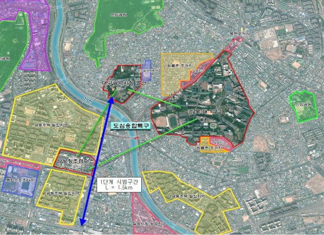 2021년 도로 다이어트 첫 번째 시범 구간으로 선정된 중앙대로(대구역네거리~대구시청 별관) 구간. 대구시 제공