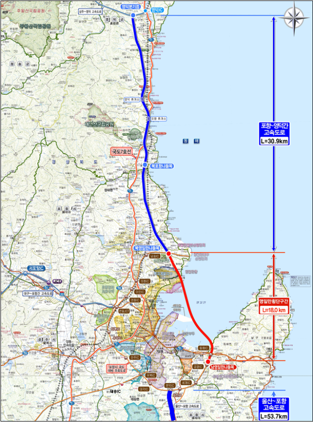 영일만 횡단 고속도로 위치도. 경북도 제공