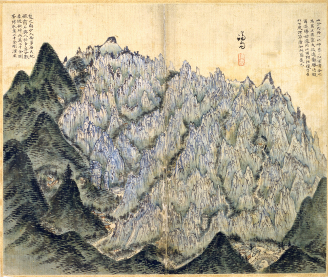 정선(1676-1759), '금강산도', 비단에 채색, 28.1×33.7㎝, 고려대학교박물관 소장