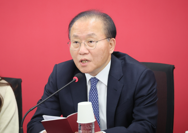 국민의힘 윤재옥 원내대표가 1일 서울 여의도 당사에서 열린 비상대책위원회의에서 발언하고 있다. 연합뉴스