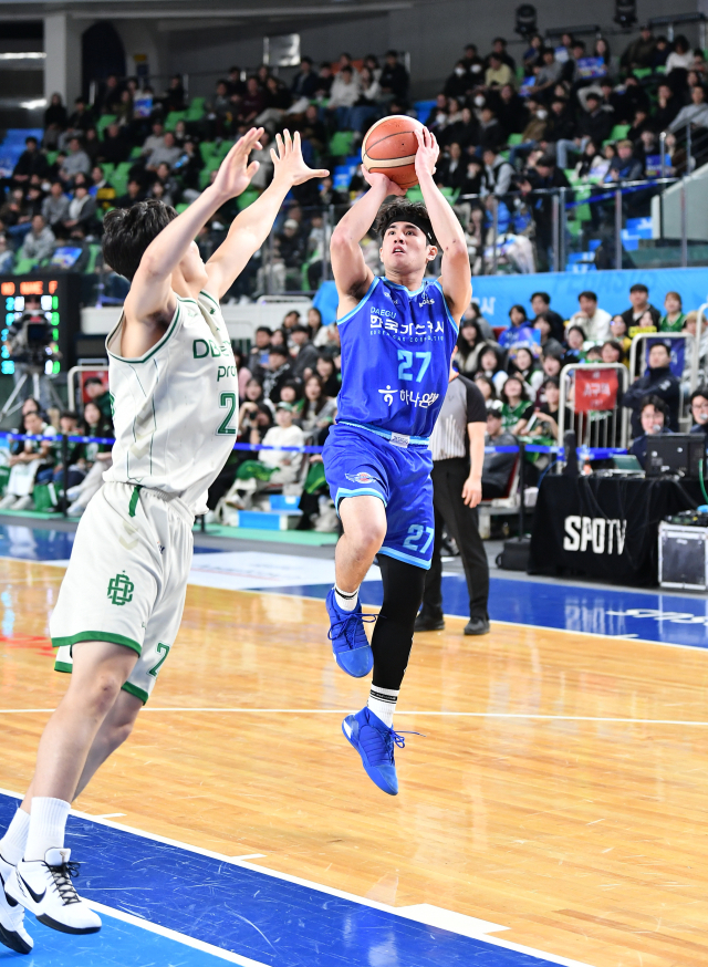 대구 한국가스공사 페가수스의 가드 샘조세프 벨란겔이 중거리슛을 시도하는 모습. KBL 제공