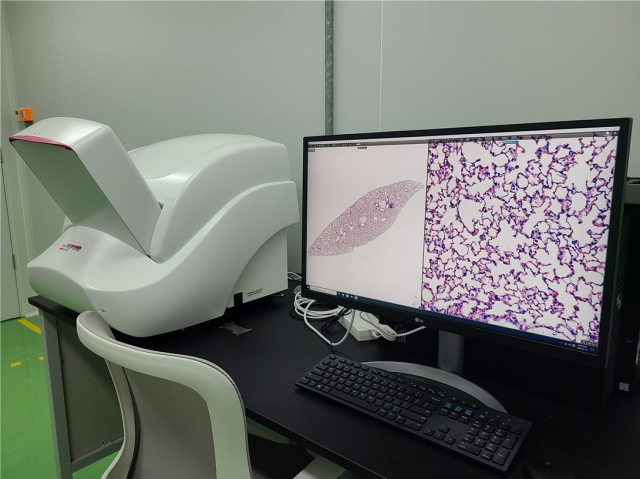 전임상 연구에서 필수적인 조직병리(Histopathology) 분석을 위한 디지털 조직병리 슬라이드 스캔 서비스 화면. 케이메디허브 제공.