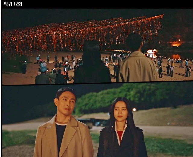 안동 하회마을에서 촬영된 드라마 악귀의 선유줄불놀이 장면. 경북도 제공