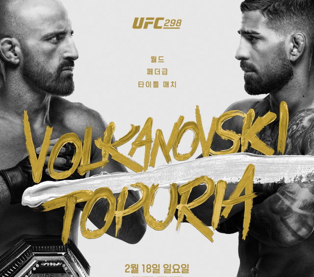 챔피언 알렉산더 볼카노프스키(왼쪽)와 도전자 일리아 토푸리아의 UFC 페더급 타이틀전 홍보 이미지. UFC 제공