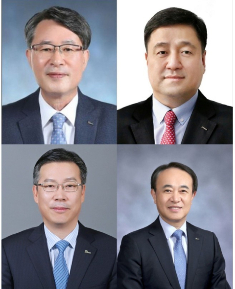 이시우(왼쪽 상단) 포스코 대표이사 사장, 이계인(오른쪽 상단) 포스코인터내셔널 대표이사 사장, 전중선(왼쪽 하단) 포스코이앤씨 대표이사 사장, 유병옥(오른쪽 하단) 포스코퓨처엠 대표이사 사장. 포스코홀딩스 제공