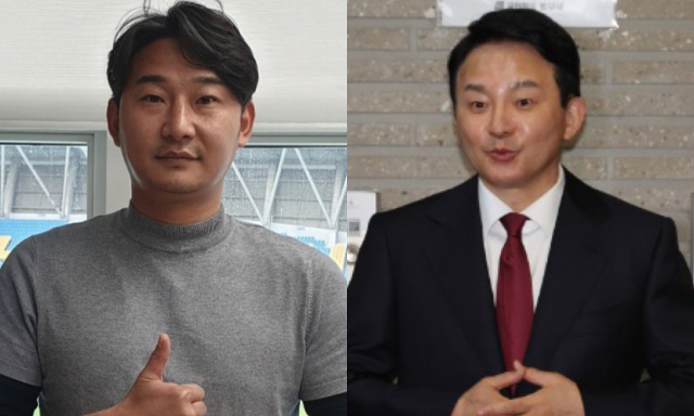 전 축구 국가대표 이천수(43)가 국민의힘 인천 계양을 후보로 나선 원희룡 전 국토부 장관. 이천수 SNS, 연합뉴스