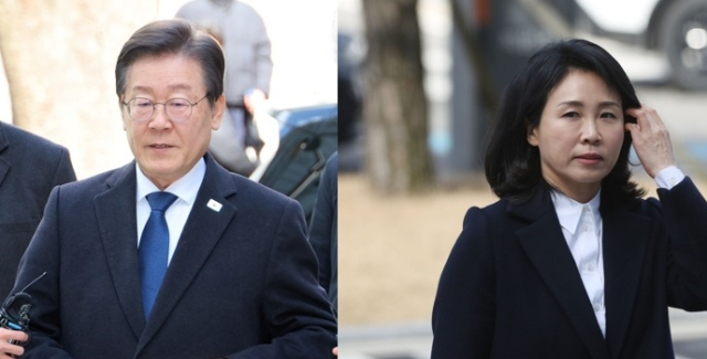 26일 법정에 출석하는 이재명 더불어민주당 대표와 그의 부인 김혜경 씨. 연합뉴스