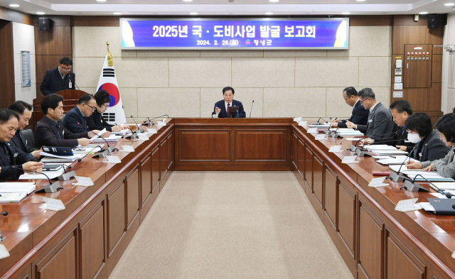 2025년 국도비사업 발굴 보고회를 주재하고 있는 성낙인 군수. 창녕군 제공