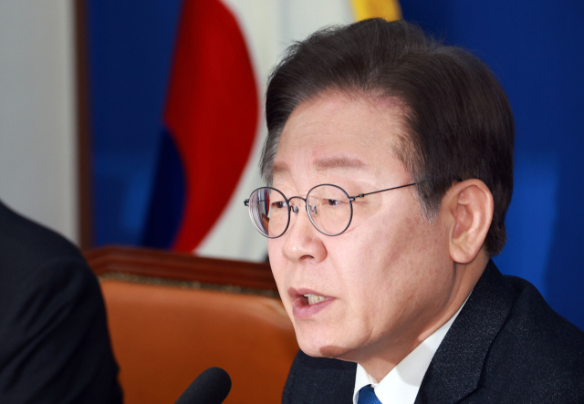 더불어민주당 이재명 대표가 6일 국회에서 열린 최고위원회의에서 발언하고 있다. 연합뉴스