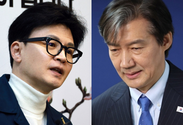 한동훈 국민의힘 비상대책위원장, 조국 조국혁신당 대표. 연합뉴스
