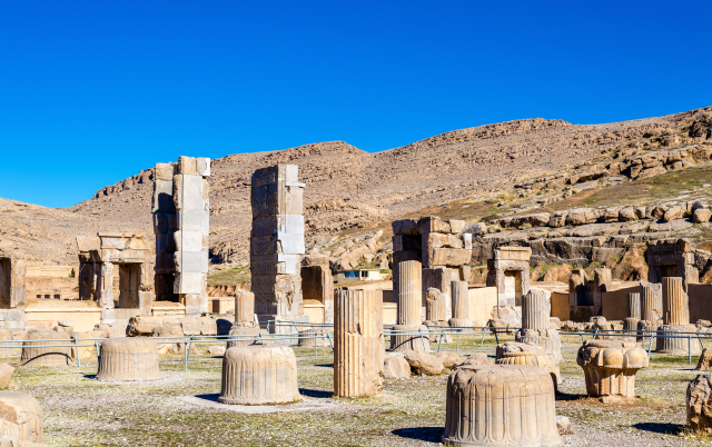 페허로 남은 페르폴리스.이란 남부의 파르스 (페르시스) 지방에 위치한 고대 도시 유적. 아케메네스 왕조 페르시아의 수도였다.