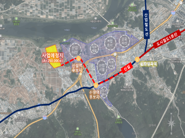 대구 제2국가산단이 들어서는 달성군 옥포읍 본리리 일원 대구도시철도 1호선 차량기지 이전안. 달성군 제공.