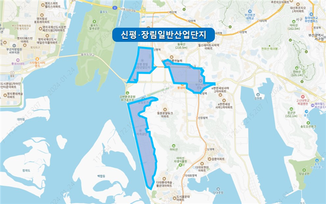 노후거점산단 경쟁력강화사업지구로 선정된 신평·장림일반산단 사업지구 위치도. [사진=부산시]