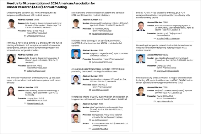 한미약품, 미국암연구학회서 10개 연구 과제 발표