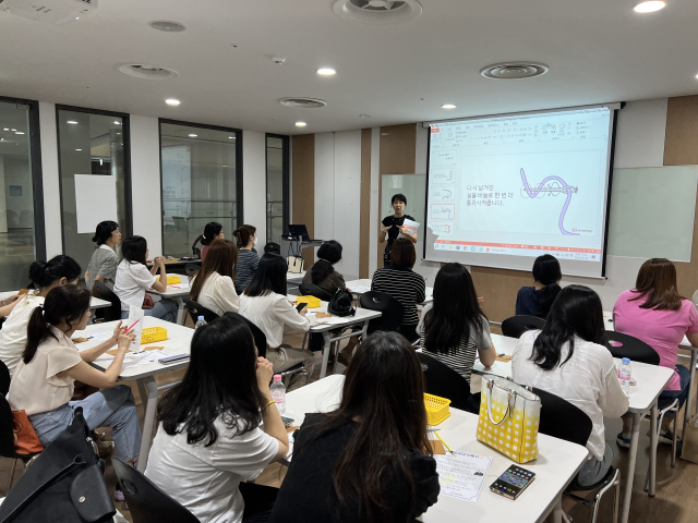 교육생들이 가죽카드지갑만들기 교육을 받고 있다. 대구섬유박물관 제공.