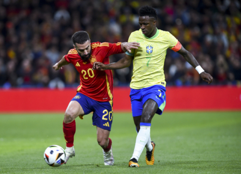 스페인 vs 브라질, 축구 평가전서 난타전 끝 무승부 