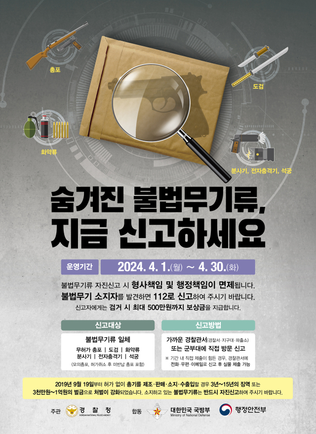 불법무기류 자진신고 기간 운영 포스터. 경북경찰청 제공.