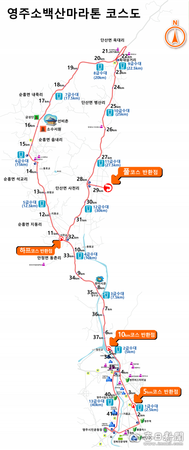 소백산마라톤 대회 코스도. 매일신문 DB