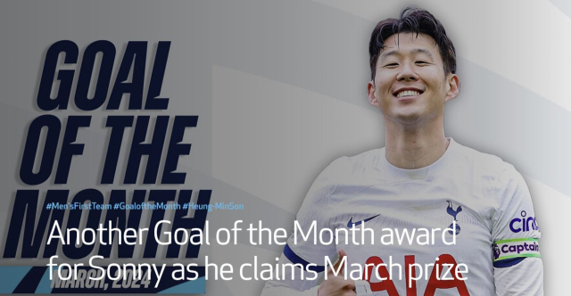 손흥민이 토트넘 선정 3월 '이달의 골' 수상자가 됐다는 걸 알리는 이미지. 토트넘 홈페이지 제공