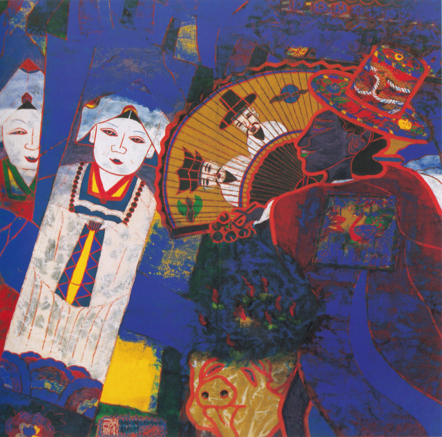 박생광(1904-1985), '무당 3', 1982년(79세), 종이에 채색, 136×136㎝, 개인 소장