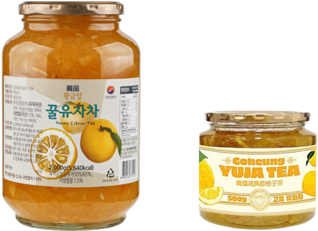 (왼쪽)서광식품 황금알 유자차, (오른쪽)신규 대만 수출용 유자차