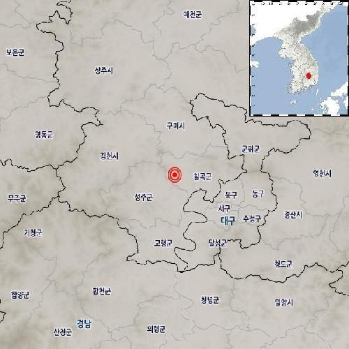 경북 칠곡군 지진 발생 지역. 기상청 제공