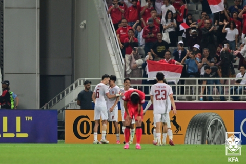 26일 카타르 도하 압둘라 빈 칼리파 스타디움에서 열린 2024 아시아축구연맹(AFC) U-23 아시안컵 8강전 한국-인도네시아 경기가 끝난 뒤 현장 모습. 대한축구협회 제공