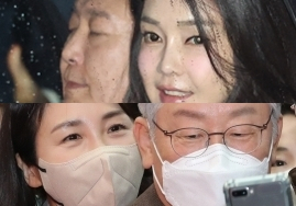 (위) 윤석열 대통령, 김건희 여사 (아래) 김혜경 여사, 이재명 더불어민주당 대표. 연합뉴스