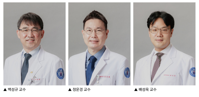 계명대동산병원 대장항문외과 교수진. 왼쪽부터 백성규, 정운경, 배성욱 교수. 계명대동산병원 제공.