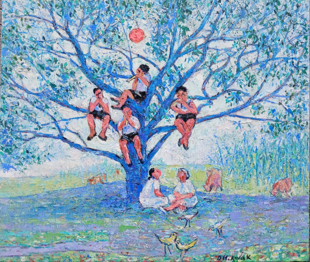 곽동효, 자연 속 연주, Oil+Acrylic on canvas.