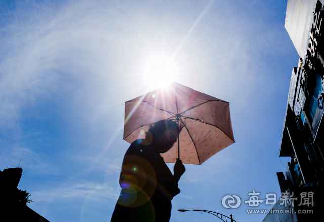 지난달 23일 오후 대구 수성교 인근 횡단보도에서 시민이 양산을 쓰고 길을 건너고 있다. 이날 대구 낮 최고 기온은 32.5℃를 기록해 올 들어 가장 높았다. 대구기상청은 다음 날인 24일에도 무더위와 자외선 지수 