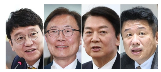 국민의힘 소속 김웅, 최재형, 안철수, 유의동 국회의원. 연합뉴스