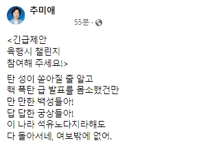 추미애 더불어민주당 국회의원 페이스북
