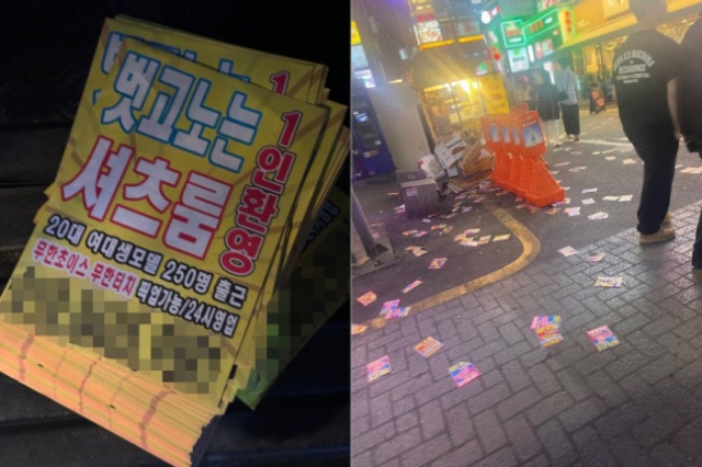 서울경찰청은 3일 서울 강남·서초구 일대 청소년에게 유해한 내용이 포함된 불법 전단지를 상습적으로 살포한 일당 및 유흥주점·인쇄소 업주 등 6명을 검거했다고 밝혔다. 서울경찰청 제공