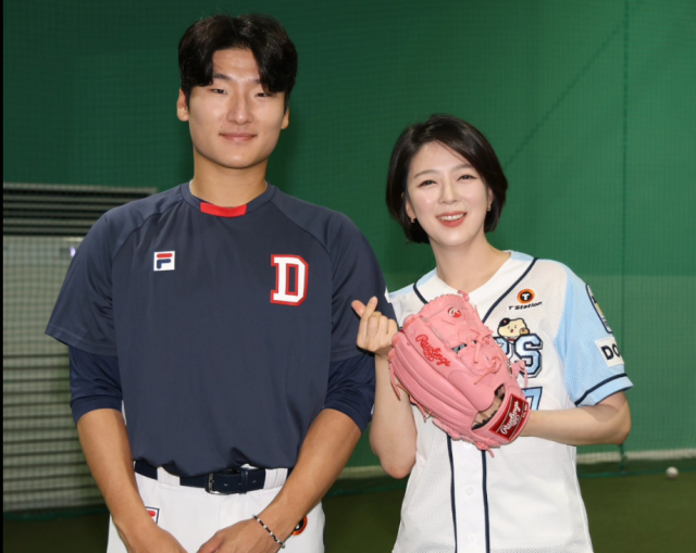 9일 서울 잠실구장에서 열린 프로야구 두산 베어스와 KIA 타이거즈의 경기 시구자로 나선 배현진 국민의힘 의원. 페이스북