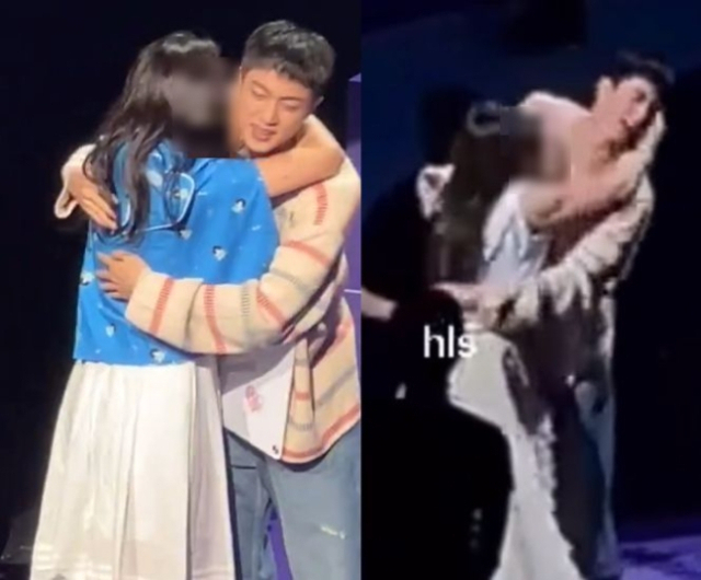 방탄소년단 진이 진행한 허그 행사에서 기습 뽀뽀를 당했다. X 캡처