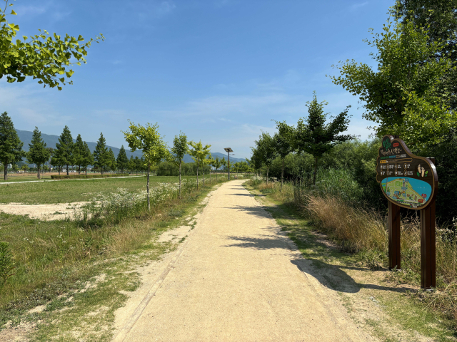 정비를 마친 양산 황산공원 강변 마사토 산책로. [사진=양산시]