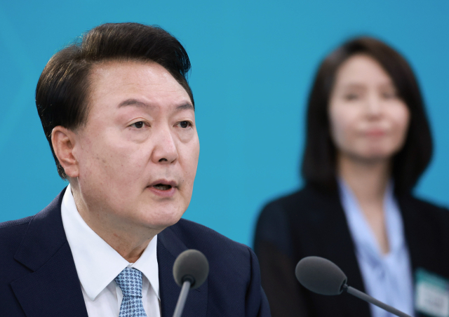 윤석열 대통령이 20일 경북 경산시 영남대 경산캠퍼스 천마아트센터에서 