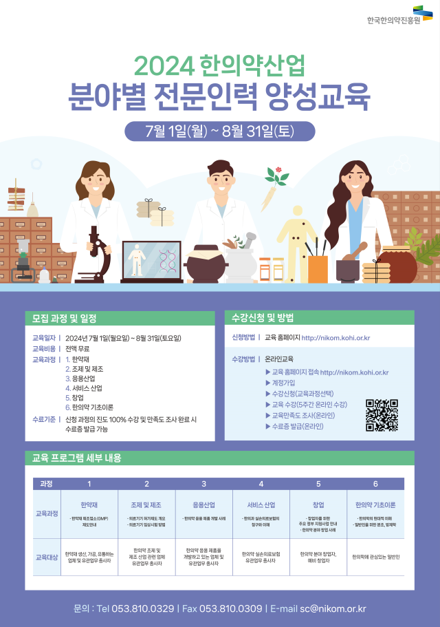 사진은 한의약 산업 분야별 양성교육 포스터. 한국한의약진흥원 제공
