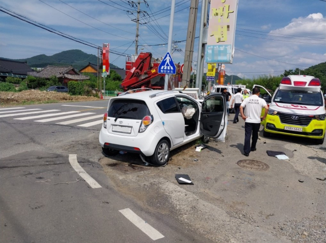 경주시 건천읍 광명동 교통사고 현장. 경북소방본부 제공