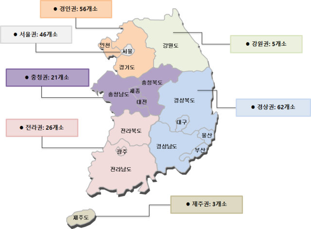 마취적정성평가 권역별 1등급 의료기관 분포 현황. 건강보험심사평가원 제공.