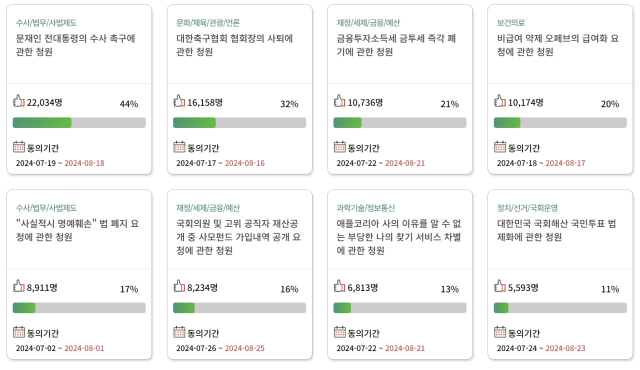 국회청원(국회 국민동의청원) 홈페이지